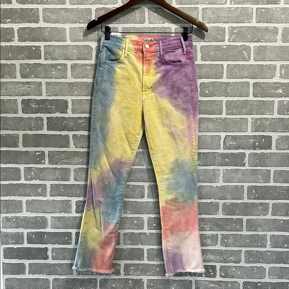Mother The Hustler Ankle Fray Tie Dye Jeans Mystical AF Size 27 - Picture 4 of 16